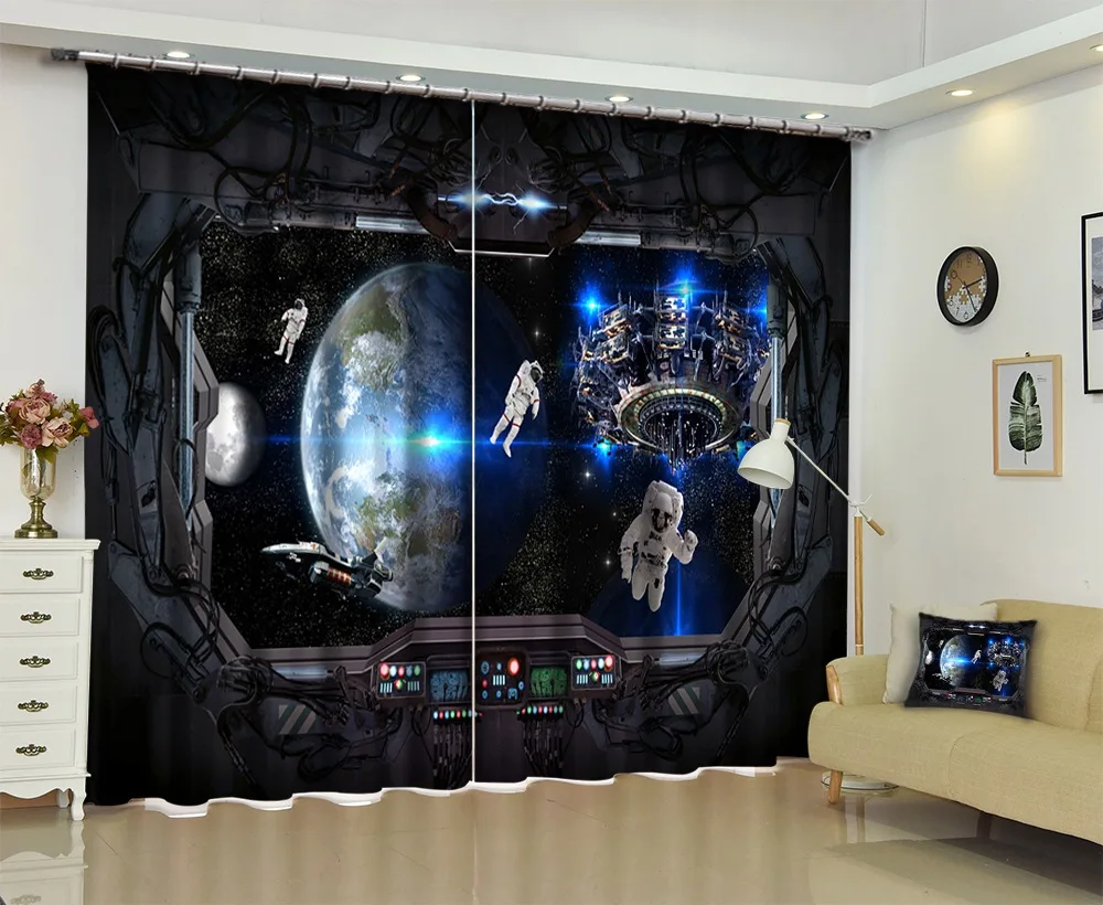 Us 41 4 9 Off Photo Of Spaceship Exterior View 3d Curtain For Bedding Room Living Room Curtians Sunshade Window Curtain Customize Size In Curtains