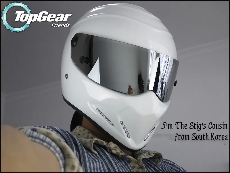 Для Top gear белый шлем STIG с серебристый козырек от Top gear/as SIMPSON Pig/Carting/Motocycle/Motobike/Racing