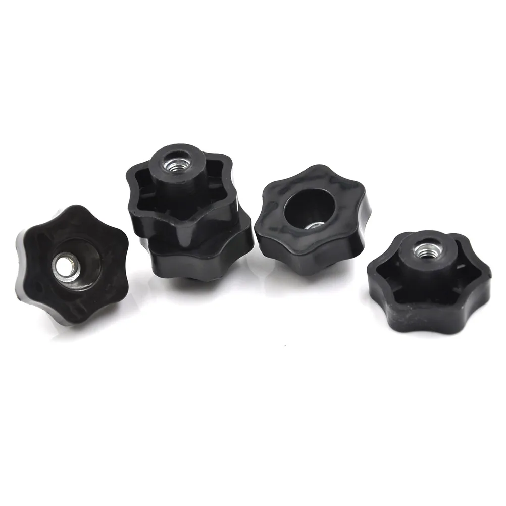 

4 PCS M6 Female Thread Star Shaped Head Clamping Nuts Knob with through-hole for industry equipment