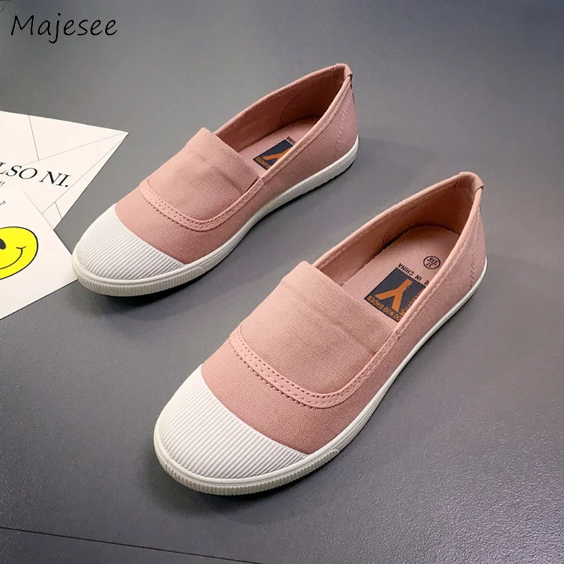 

Vulcanize Shoes Women Slip-on Soft Bottom Simple Solid Color Breathable Womens Lightweight Trendy All-match Flat Shoe New Ladies