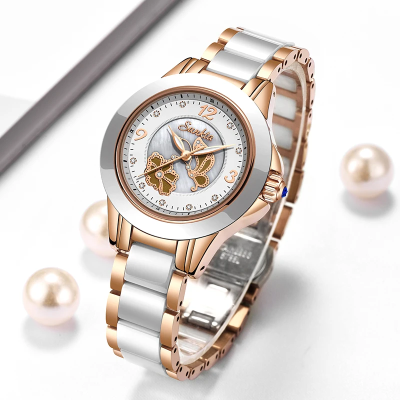 SUNKTA новые женские часы из розового золота Женские кварцевые часы лучший бренд Роскошные наручные часы женские подарок наручные часы женские часы