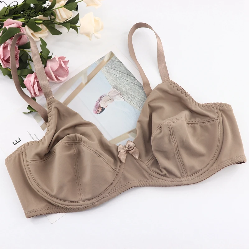 PariFairy couleur unie grande taille 36-48 C D DD E tasse femmes soutien-gorge intime sous-vêtements confortable couverture complète Lingerie haut