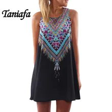 Four colors 2017 women dress peacock tail pattern boho maxi vestidos beach o-neck mini sexy robe femme hippie summer dresses