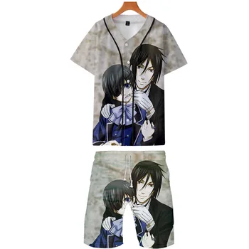 

Cool 3D-Black Butler Classic anime Baseball Tee+short Pants Summer Beach shorts Sets 3D printed casual Leisure style Men's Sets