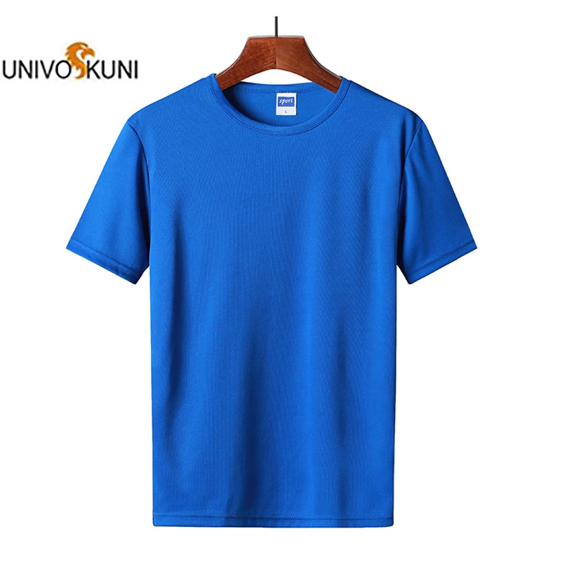

UNIVOS KUNI 2019 Men‘s Top Tees T-Shirt Short Sleeve solid color Quick Dry Slim Fit Male Big Size 4XL Q6010