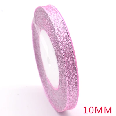 Фирменная Высококачественная розовая Блестящая лента 6 мм/10 мм/15 мм/20 мм/25 мм/40 мм для свадебного ремесла, подарочное украшение, оберточная лента, сделай сам - Цвет: pink 405  10mm