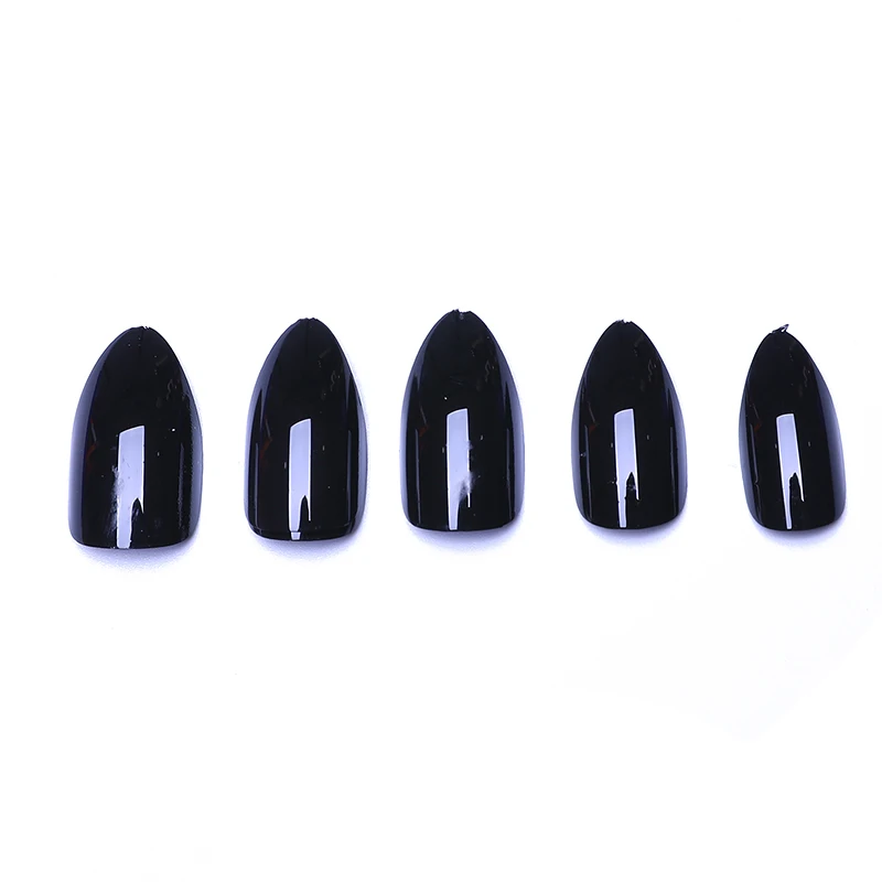 100 шт., искусственные ногти на шпильках, острые, яркие, черные, фиолетовые, искусственные ногти, легко снимаются, полное покрытие, средние, искусственные кончики для дизайна ногтей