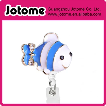 

Blue and white Painted fish Patchwork Retractable Badge Reel/ ID Badge Holder / Pendant / Id Badge Holder (Fish Patchwork Reel)