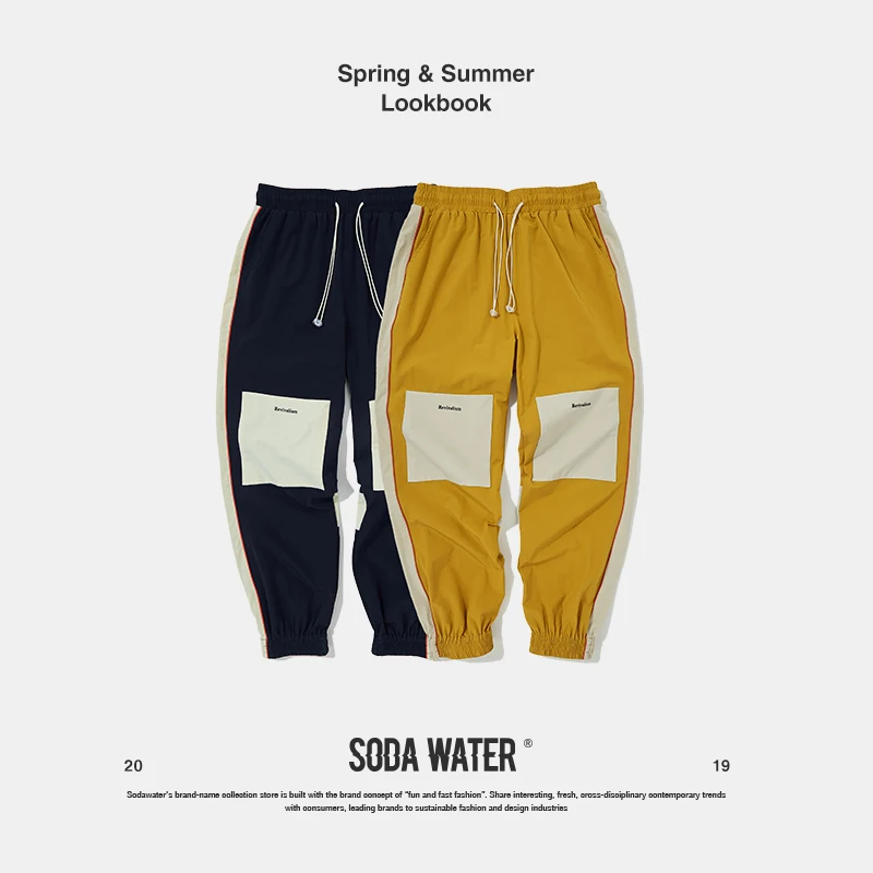 SODA WATER Men 2019 Summer Streetwear Joggers Sweatpants Hip Hop Loose Men Trousers Side Stripe Patchwork Men Long Pants 9334S SODA WATER Men 2019 Summer Streetwear Joggers Sweatpants Hip Hop Loose Men Trousers Side Stripe Patchwork Men Long Pants 9334S