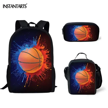 

INSTANTARTS New 3D School Backpacks for Teenagers Ball in Paint Isolated Basketball Print Boys Man Casual Shoulder Bags Mochilas
