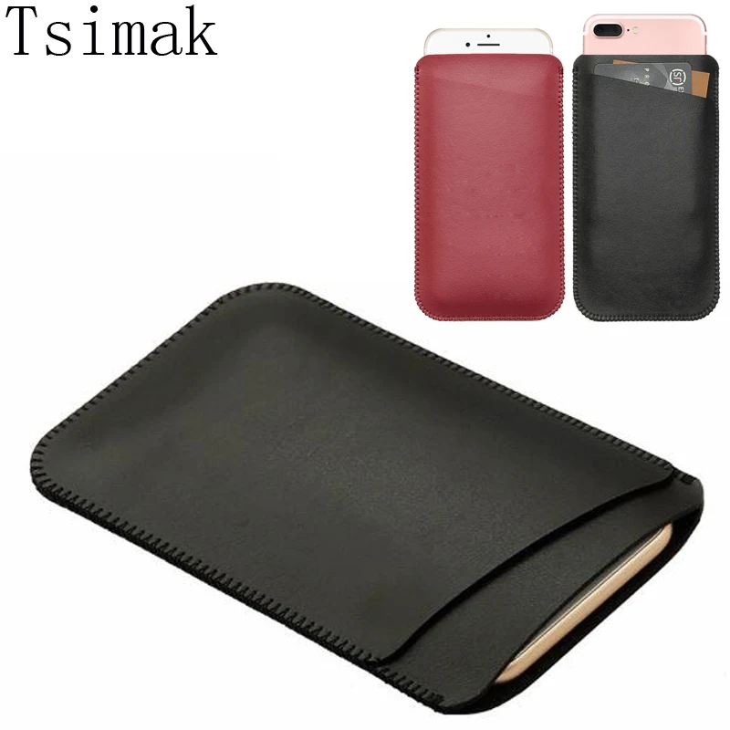 

100% Microfiber Leather Holster case cover For iPhone 8 Phone stitch case pouch With Card Slot For iPhone 6s 7 8 Plus Case Cover