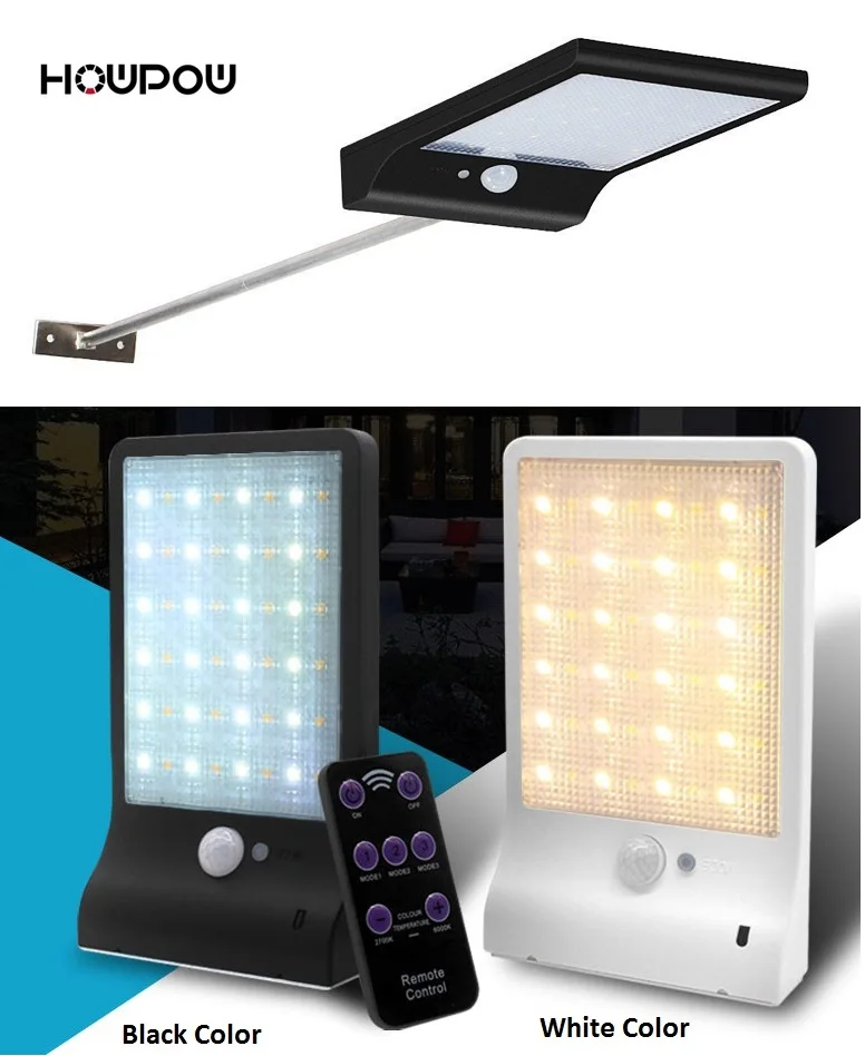 

Upgraded 48 leds Solar Light Color Adjustable With Controller Three Modes Waterproof Lamp Lights For Outdoor Garden Wall Street