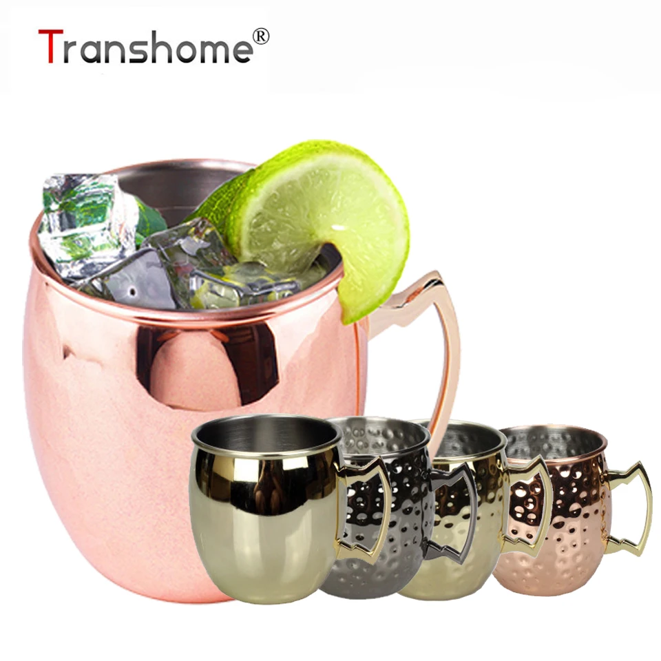 Transhome медные кружки из нержавеющей стали для пива кофе чая цвета розового золота