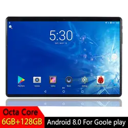 Android 8,0 планшетный ПК 10,1 дюймов для Google Play 2.5D Закаленное стекло экран Восьмиядерный SIM 3g 4G LTE wifi gps ram 6 GB 128 GB планшет