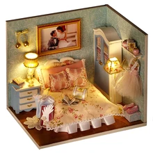 DIY Модель Кукольный дом Миниатюрный Кукольный домик с мебели светодиодный 3D деревянный дом, игрушки для детей день рождения ручной работы ремесла H010# E