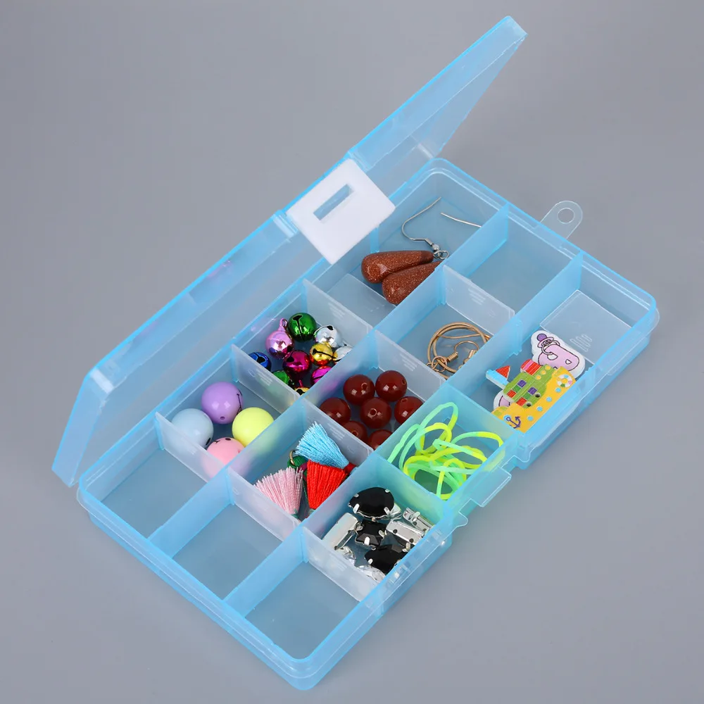 

Plastic Storage Boxes 15 Slots Adjustable Packaging Transparent Tool Case Craft Organizer Box Jewelry Accessories