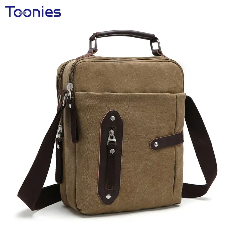 New Casual Business Mens Canvas Tote Bag Zipper Men's Crossbody
