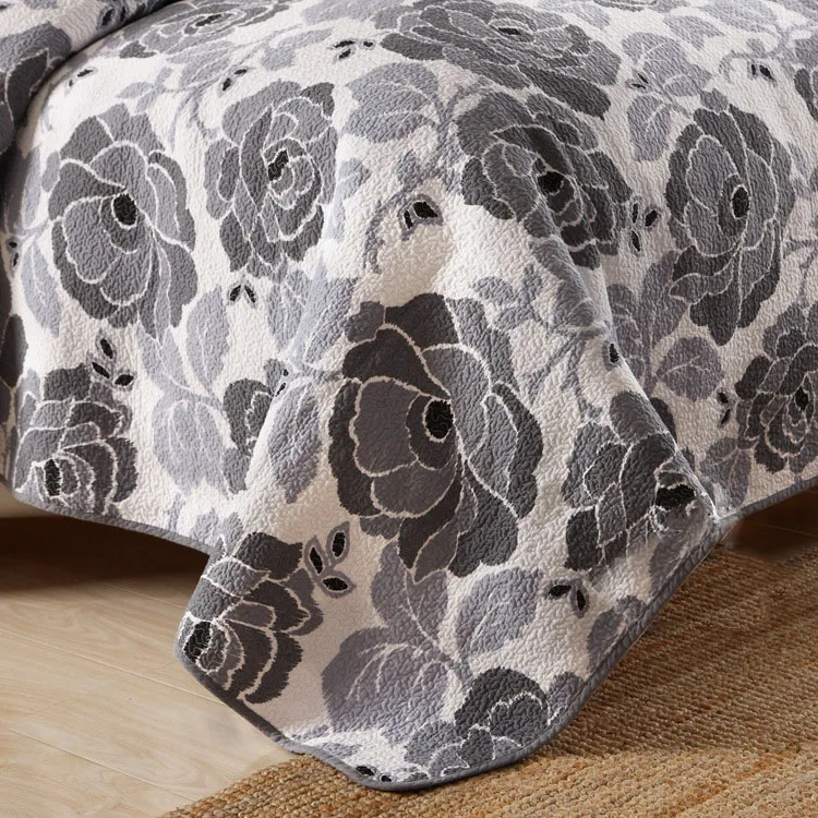 Waliicorners Gray Quality Bedspread Quilt Set 3PCS Coverlet Washed Cotton Quilts Quilted Bed Cover Sheets Pillowcase King Queen Size Bedding 14 4451472944_1888348385