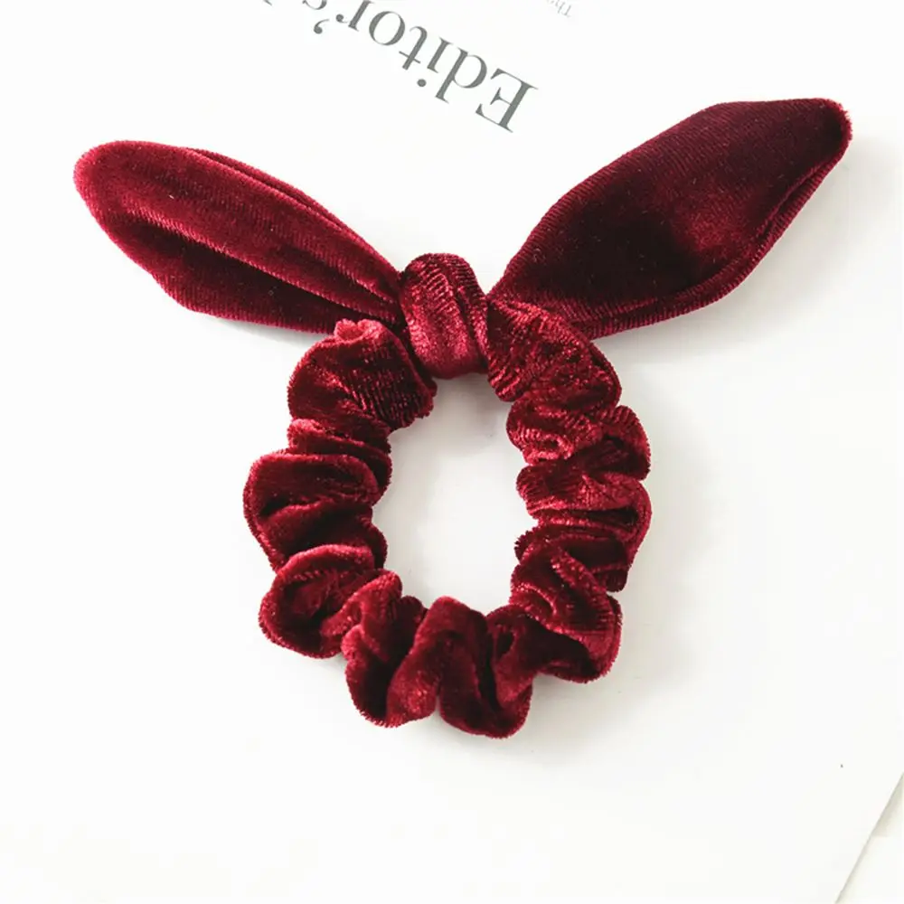 Women Velvet Hair Rope Girls Flannelette Headband Hair Styling Accessories Rabbit Ear Soft Elastic Hair Bands Hair Braiders Tool - Цвет: Красный