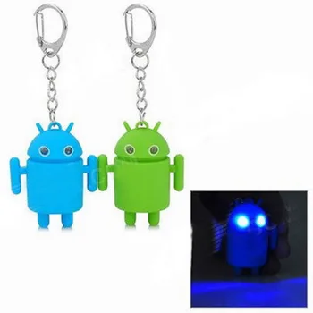 

Banggood Cool Android Mini Robot Toy Key Chain Ring Keychain Fob with Blue LED Light-Up Eyes and Sound