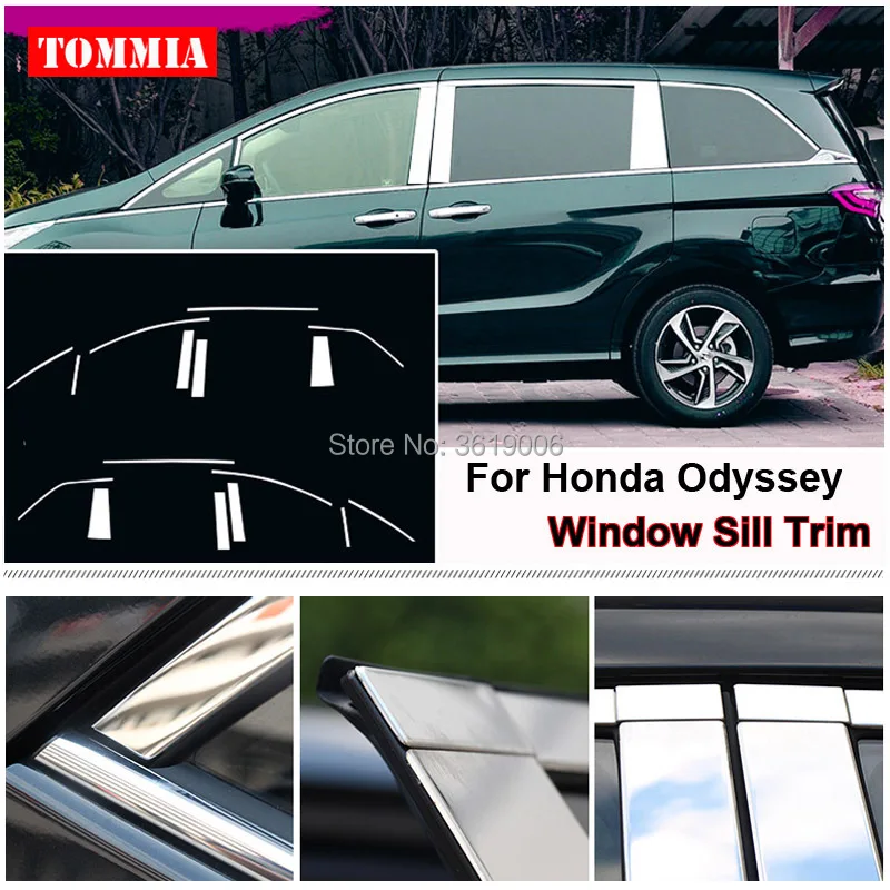 TOMMIA Full Window Middle Pillar Molding Sill Trim Chromium Styling