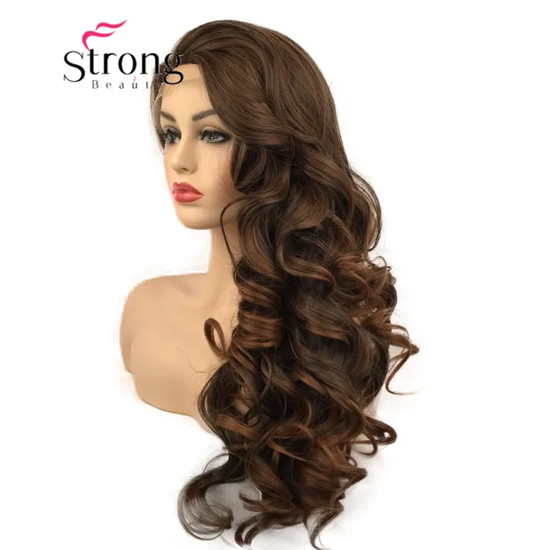 

StrongBeauty Lace Front Wigs For Women Brown Mix Glueless Long Wavy Synthetic Heat Resistant Hair Wig COLOUR CHOICES