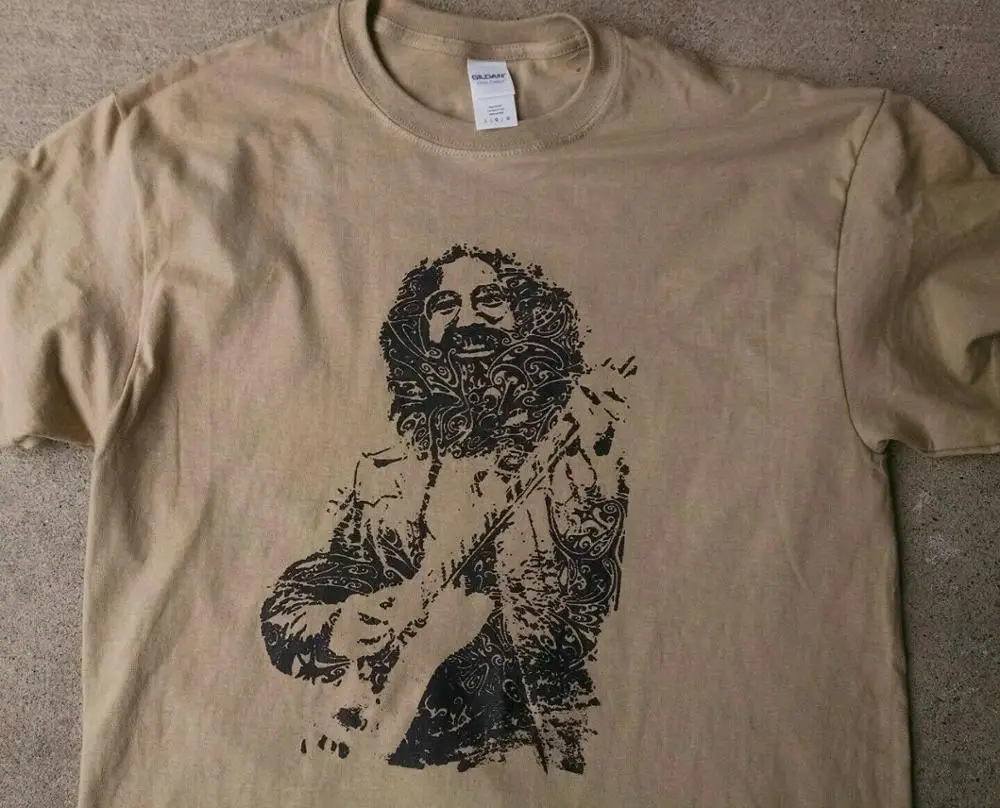 

Grateful Dead T Shirt Jerry Garcia Hand Printed 60'S Vintage Style Swirl Tan 2019 Summer New Men'S Fashion T-Shirt