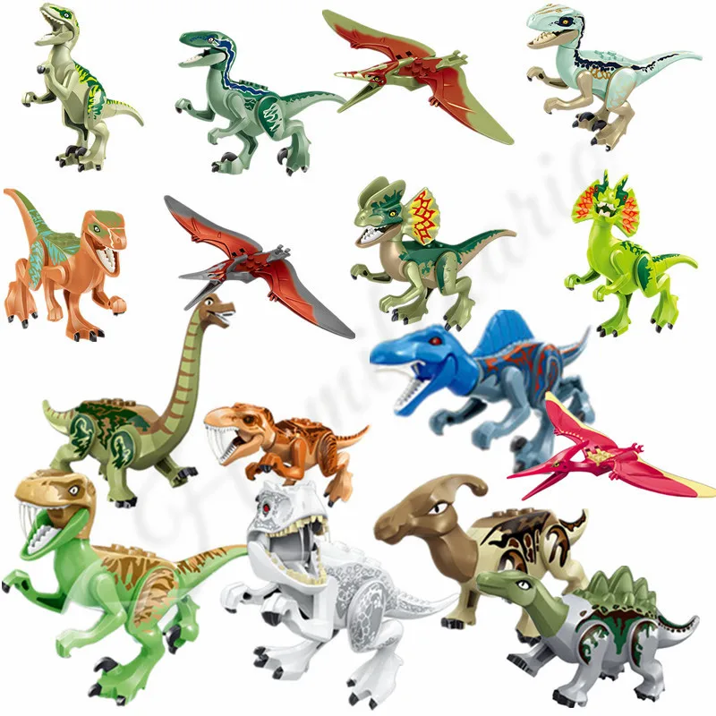 

16Pcs Jurassic World 2 Park Dinosaur Indominus Rex Velociraptor Pterosauria Building Blocks Figures Toys Compatible With Lego