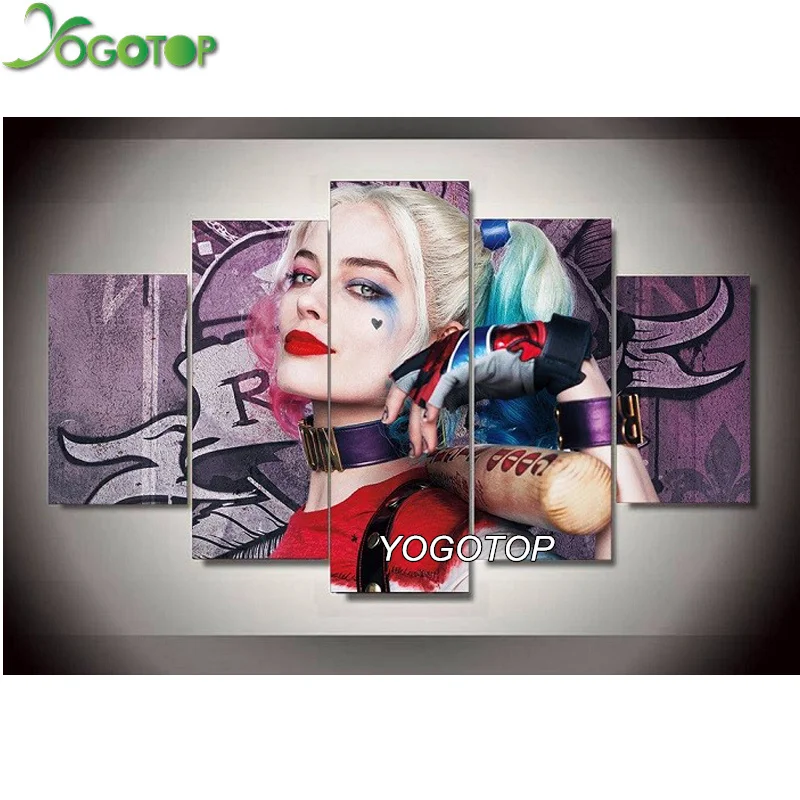 

YOGOTOP DIY Diamond Painting Cross Stitch 5D Diamond Embroidery Full Diamond Mosaic Needlework Suicide Squad 5pcs/set ML059