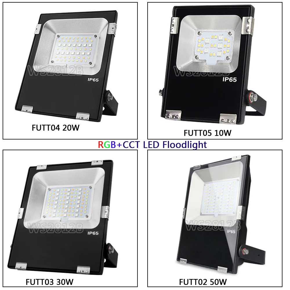 FUTT02 Milight 10W/20W/30W/50W RGB+CCT LED Flood light IP65 Waterproof Outdoor Lighting For Garden AC86-265V FUTT02 Milight 10W/20W/30W/50W RGB+CCT LED Flood light IP65 Waterproof Outdoor Lighting For Garden AC86-265V