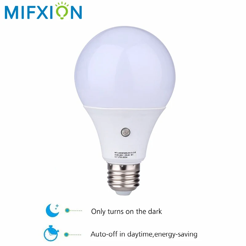 

MIFXIN LED Bulb E27 9W 85V-265V Auto Sensor Light Control with Light Sense for Corridors Stairs High Brightness LED Bulb