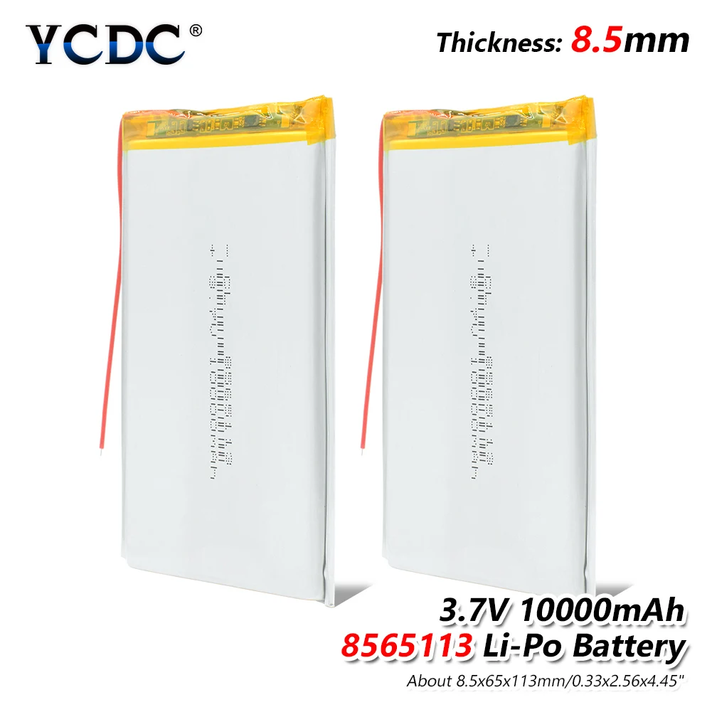 

1/2/4Pcs 3.7V 10000mAh Li-Po Rechargeable Battery 8565113 For Tablet Backup Power Electric toys, Monitoring & Medical Equipment