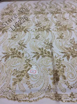 

Sparkly African Latest French Net Lace JRB-32403 Tulle Lace Fabric With gold glitter For Party