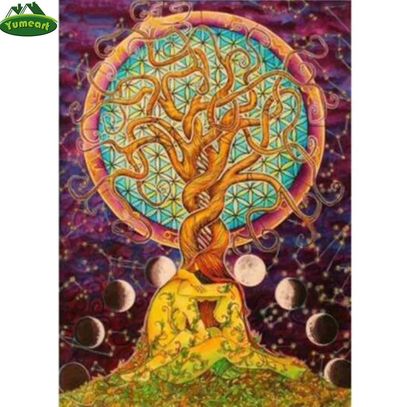 

YUMEART Psychedelic Art Tree of Life 5D Diamond Painting Cross Stitch Diamond Embroidery Painting By Number Full Mosaic Painting