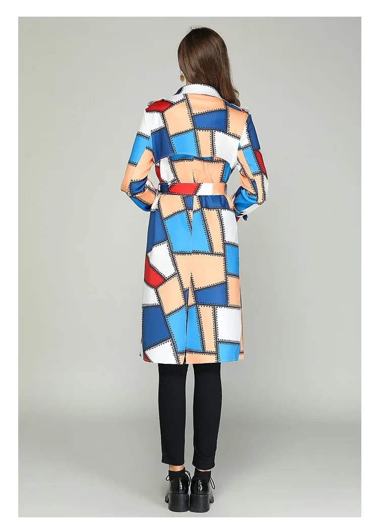 2019 Autumn Winter Casual Double Breasted Simple Classic Plaid Long Trench coat Women Plus Size Windbreaker Chic Outerwear (5)