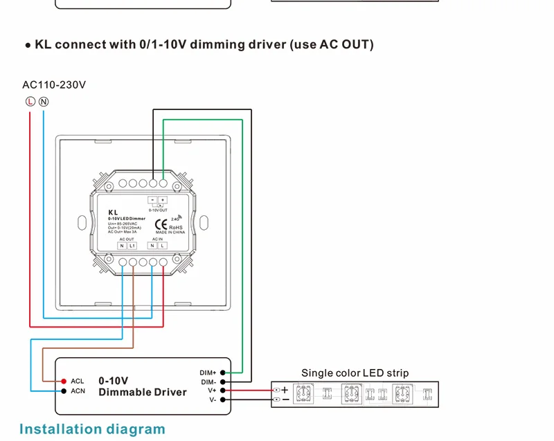 KL AC85-265V 0-10 В led диммер Выход 1 канал 0-10 В сигнала высокого напряжения переменного тока реле Выход настенный ручка дистанционного