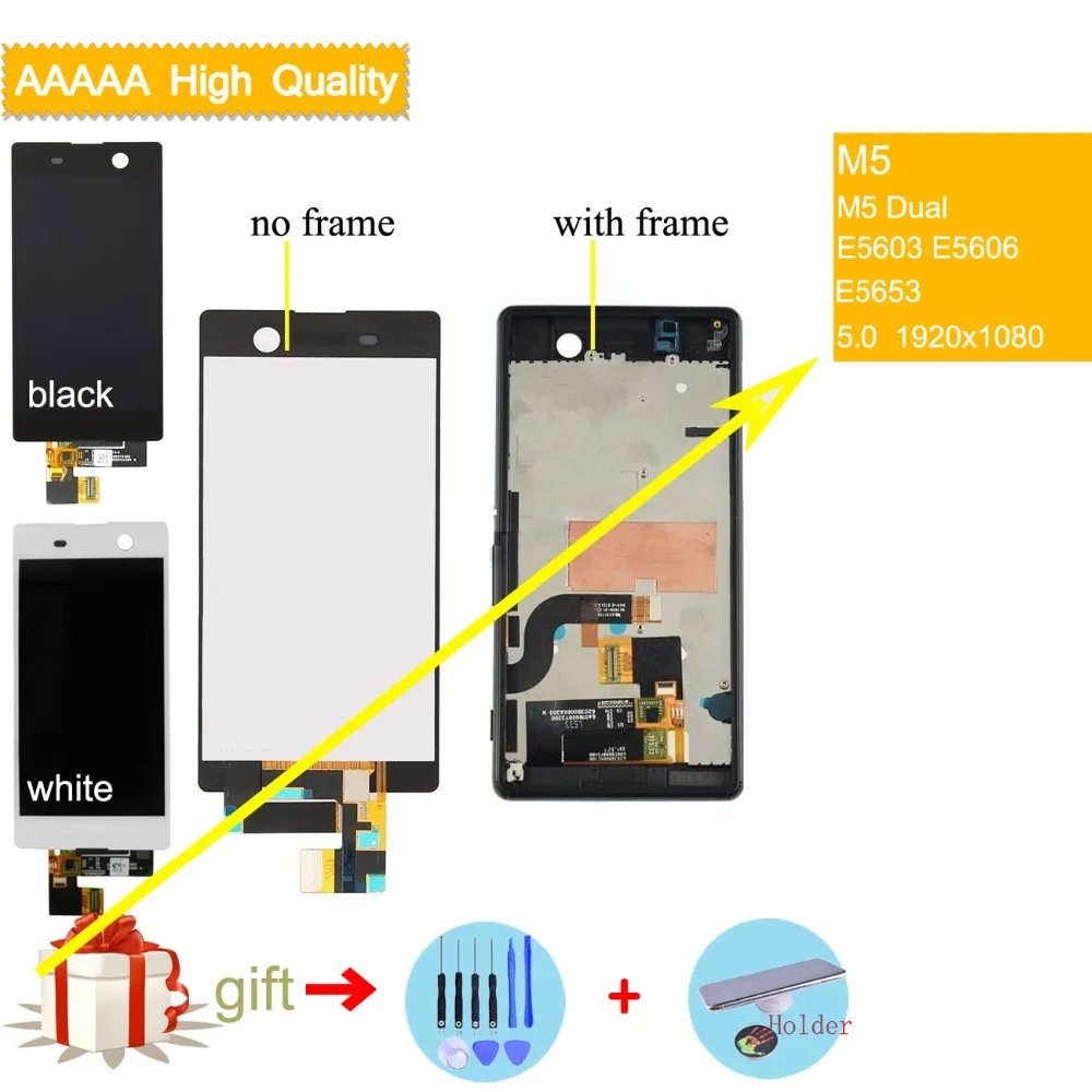 

Display For Sony Xperia M5 LCD Touch Screen With Frame Assembly For SONY Xperia M5 Dual Display E5603 E5606 E5653 LCD Complete