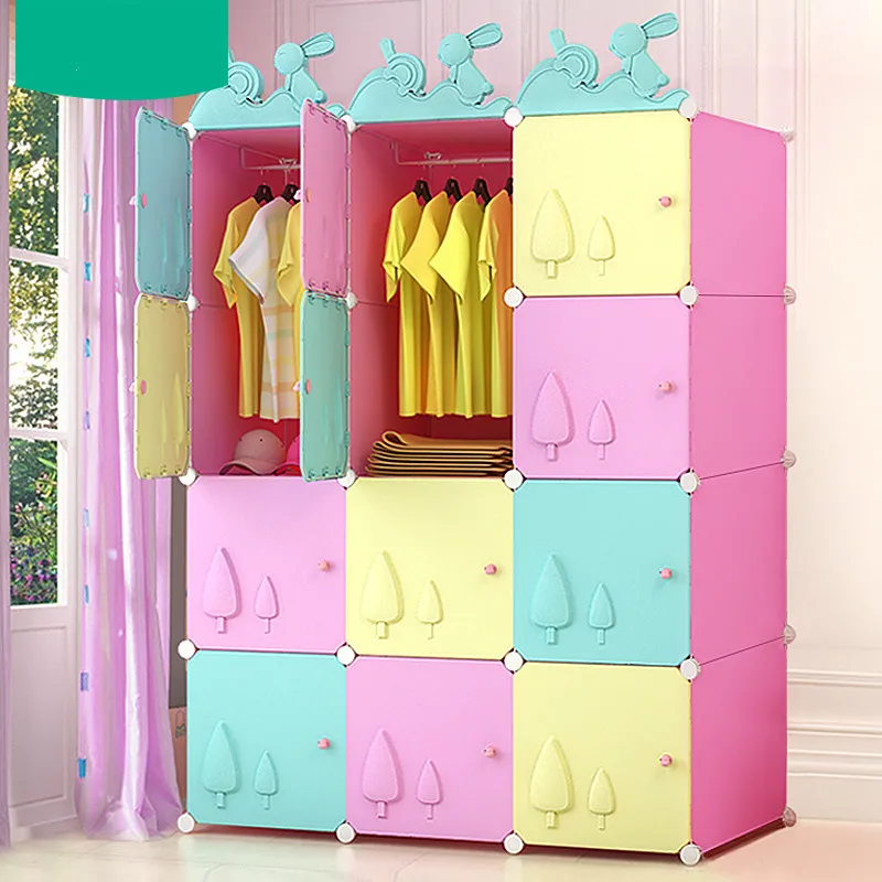 Cartoon Children S Wardrobe Plastic Assembly Folding Lockers