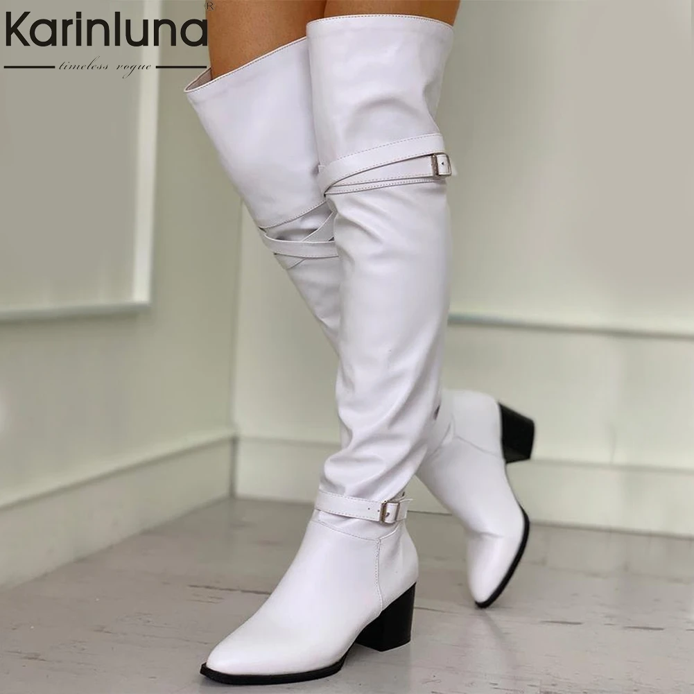 

Fashion Big size 32-48 2019 High Quality Shoes Woman over the knee Boots Female square Heels shoes women long Boots Woman Shoes