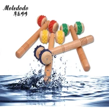 Moledodo 1PC New massage roller Solid wood back massage stick Wooden lunar rover Hand push leg neck waist massage wheel 5%J11