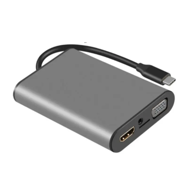 Usb-C концентратор адаптер с Hdmi 4 K 30 Гц, Vga, аудио разъем, Ethernet Rj45, Usb 3,0, Tf слот для карт, type-C Pd порт для Macbook Pro