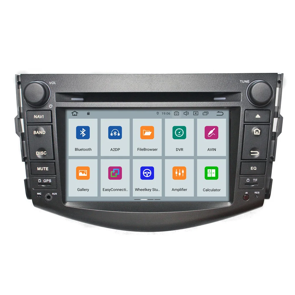 Best 8" Quad Core Android 9.0 Double Din Car DVD For Toyota RAV4 2007-2011 GPS Tape Recorder Radio RDS BT WIFI 4G 2+16G RAM 4K Video 1