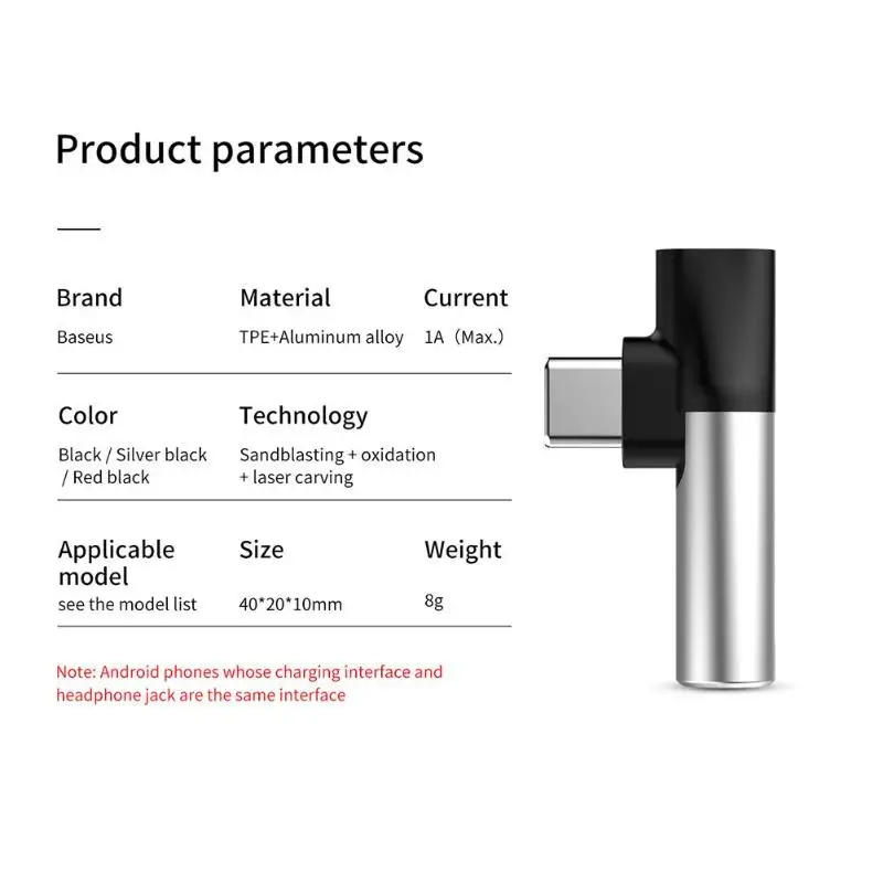 Baseus usb type C папа-type C Мама+ 3,5 мм разъем адаптер type-C для зарядки наушников Конвертер Разъем для мобильного телефона