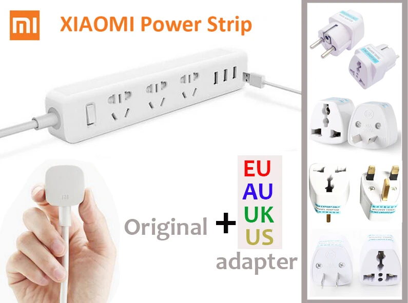 xiaomi mi power strip 250V зарядка 3 USB удлинитель розетка 6 Выходная вилка со стандартным разъемом EU/AU/UK/US