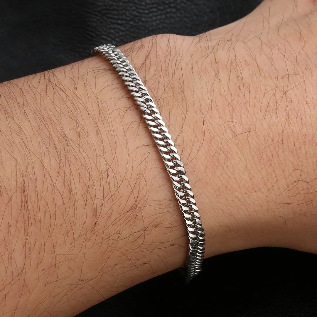 Classic Vintage Stainless Steel Bracelet Hip Hop Stylish Silver Color 6 Size Hand Chain Punk Rock Jewelry Accessories For Men
