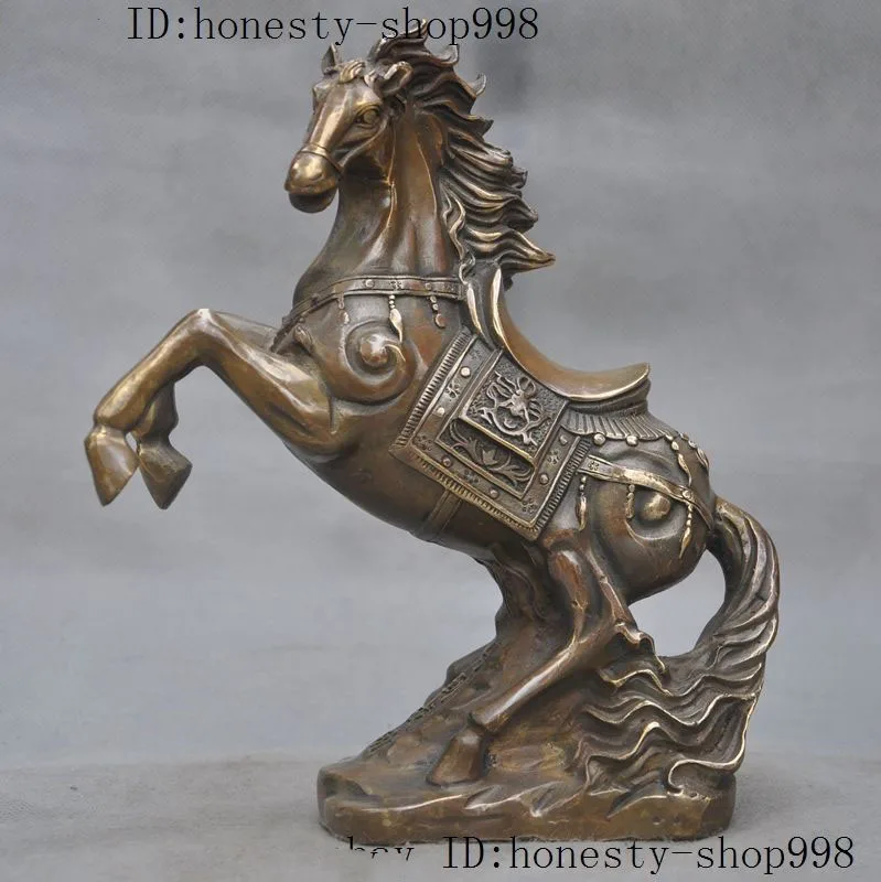 

Crafts statue Old Chinese Fengshui bronze Auspicious Success Zodiac Horse Animal statue