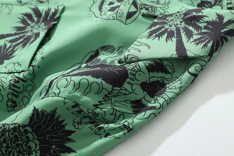 Graffiti Flamingo Palm Tree Pineapple Skull Print Shirts 6