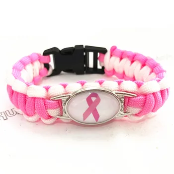 

Cerebral Palsy&Down Syndrome&Leukemia&Pancreatic&AIDS&Breast Cancer Awareness Ribbon Charm Paracord Bracelet Survival Bracelets