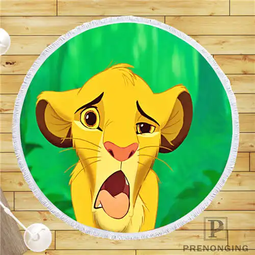 

Custom DIY Customized Microfiber Fabric lion_king (1)@1 Round Beach Blanket Towel Printed on Demand 150cm #19-01-28-91