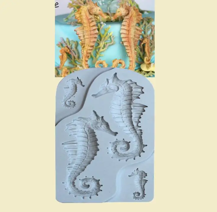 

Silicone Mold Sea Horse Fondant Silicone Mould Cake Decoration Sugar Mold Baking Sugarcraft Mold DIY